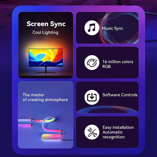 Computer Screen SynchroRGB Monitor Sync Light Strip Screen Reactive Ambilight LED Backlightnization Light Strip Monitor Ambilight LED Lights Ambient Lighting PC Backlight Pickup Light Game Room